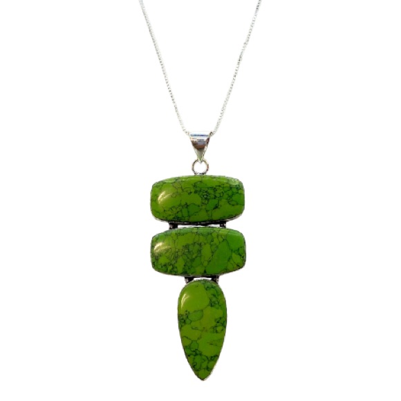 925 Silver Plated-Mosaic Jasper Long Gemstone